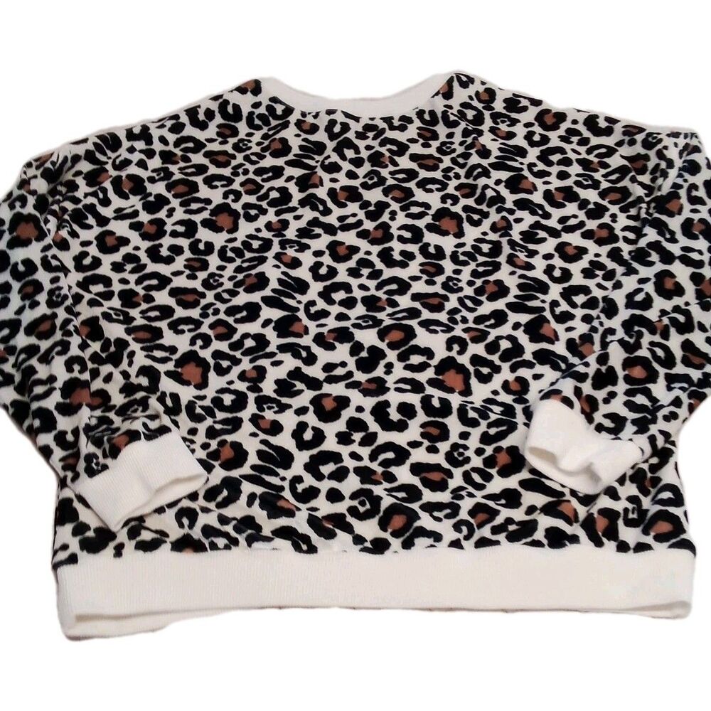 Women's Velor Leopard Print Long Sleeve Crew Neck Size Medium‎